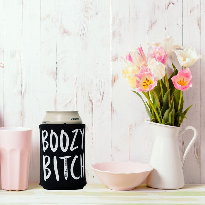 Boozy Bitch stubby holder with flowers