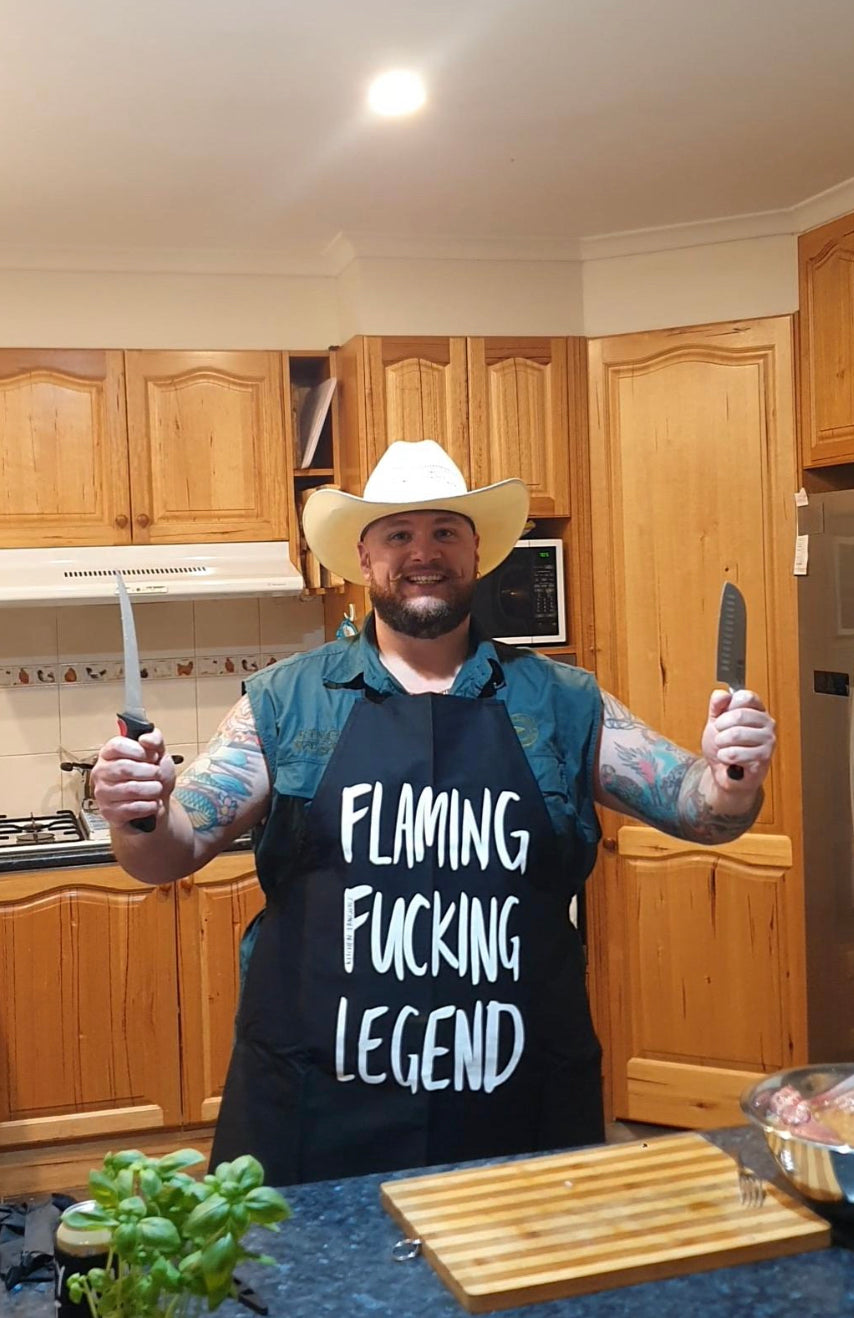Flaming Fucking Legend apron