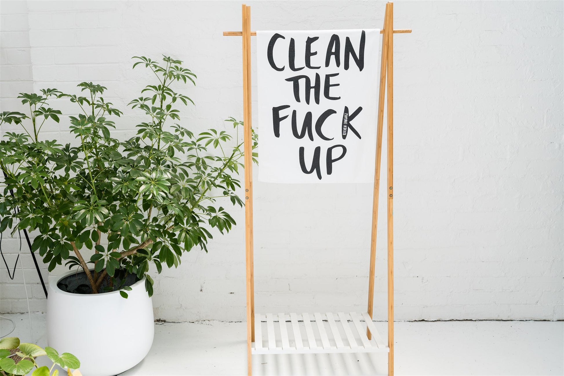 Clean The Fuck Up- Tea Towel cotton- Kitchen Language